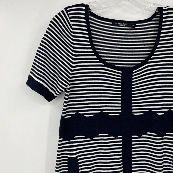 Weekend Max Mara Womens XS Blue White Cotton Knit Nautical Shift Dress - Picture 2 of 7